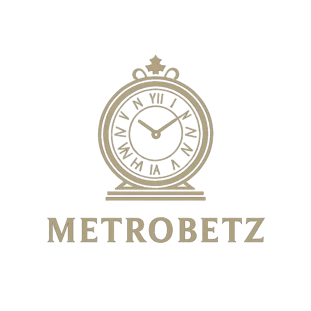MetroBetz logo, brass station clock emblem